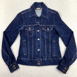 Levi's‎ Red Tab Denim Trucker Jacket Women's Small Blue Jean Long Sleeve Button